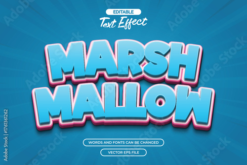 Marshmallow editable text effect with 3d text