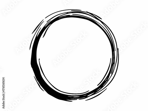 Thick rough ink circle partial stroke artistic graphic vector illustration