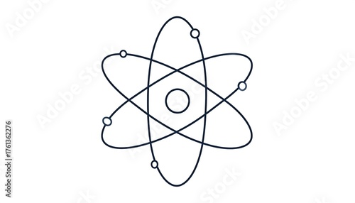Simple Atom Model Illustration Representing Science and Physics.