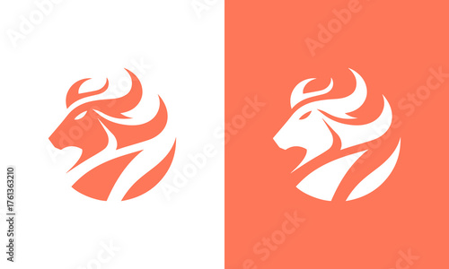 Bull head animal vector logo design