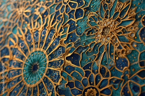 Elegant Gold and Teal Floral Pattern for Luxury Design