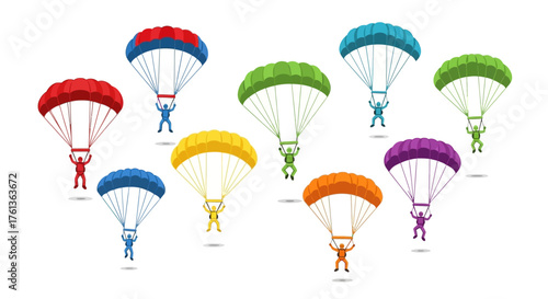 Colorful Skydiving Parachutes Collection Illustration
