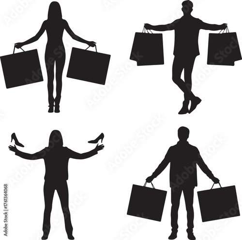 Shopping Silhouettes Joyful Moments