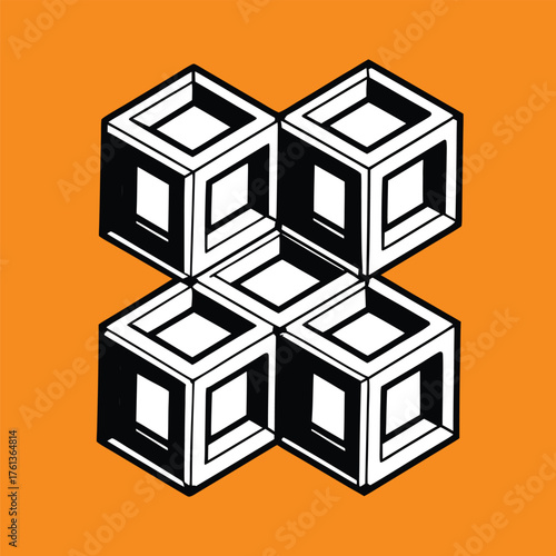 Geometric cube illusion pattern vector 
