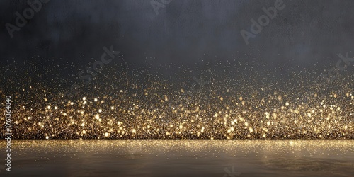 Elegant Gold Glitter Particles Falling on Dark Backdrop