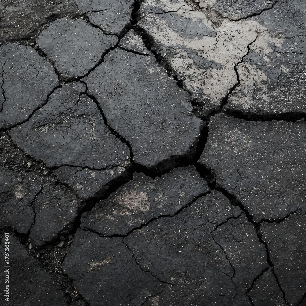 Fototapeta premium Rough Black Asphalt Texture with Coarse Grainy Details