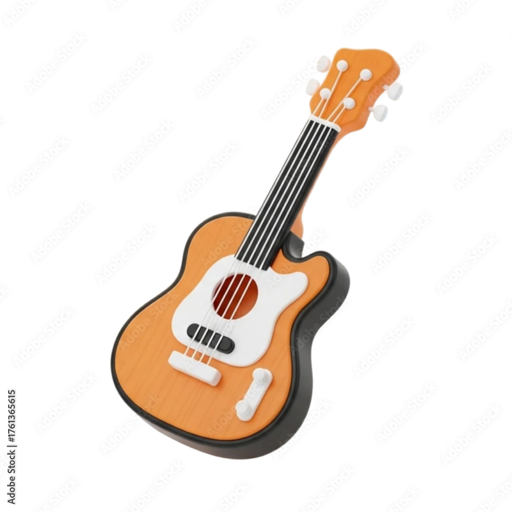 Obraz premium Vibrant Acoustic Guitar Musical Instrument 3D Render for Creative Projects & Music Illustrations