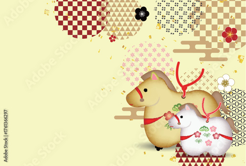 午　年賀状　干支　背景