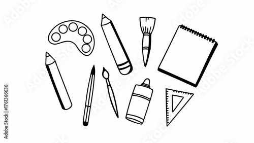 Doodle art tools set vector illustration scalable icon for creative projects