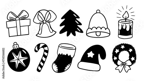 Doodle set of 10 hand-drawn holiday icons vector scalable illustration eps