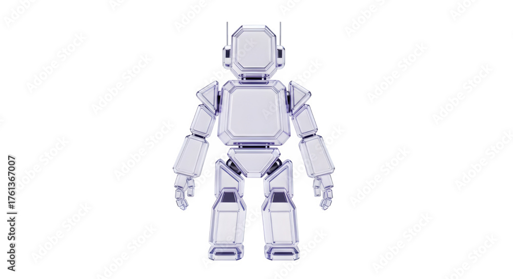 Naklejka premium Futuristic robot made of transparent plastic isolated on black background