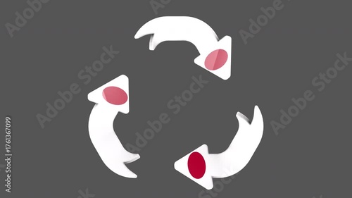 Japan Country Recycle Sign Rotating Arrow Loop Transparent
