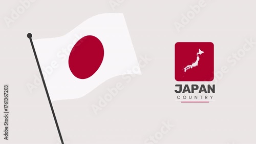 Japan 2d Flag Waving Loop Transparent