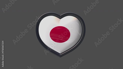 Love Japan 3D Heart Badge Loop Transparent