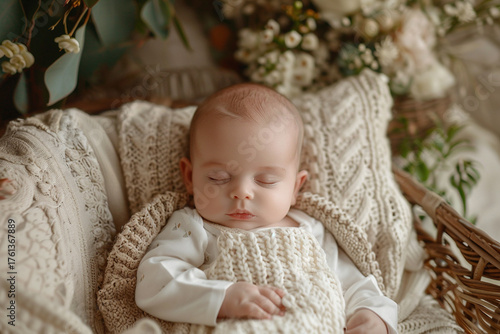 In a captivating close-up shot, a precious baby girl is joyfully exploring world around her by eagerly sucking on her tiny fingers, showcasing her natural curiosity and fascination with oral explorati