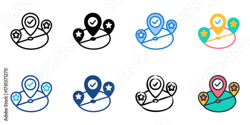 Intersection icon set multiple style collection 

