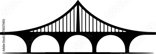 Three-arched truss bridge silhouette