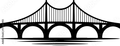 Three-arched truss bridge silhouette