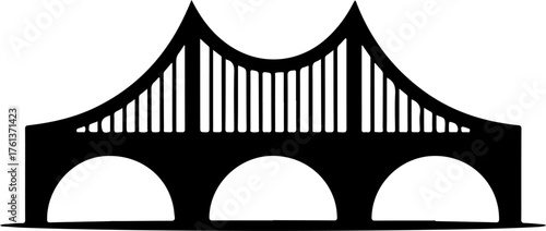 Three-arched truss bridge silhouette
