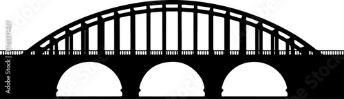 Three-arched truss bridge silhouette