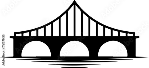 Three-arched truss bridge silhouette