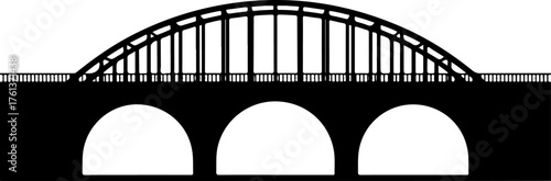 Three-arched truss bridge silhouette