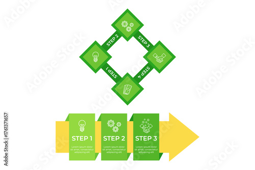 Infographic set outlining essential steps for designing clear and informative graphics. Each step presented with engaging visuals and consisting of descriptions for easy understanding