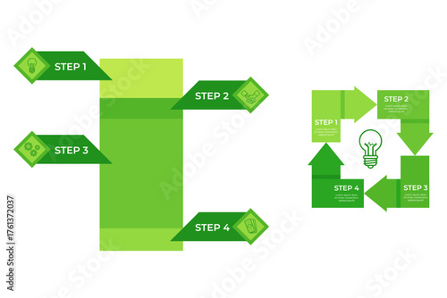 Infographic of clear sequence of four steps for managing processes effectively. Each step represented with icons and arrows, emphasizing flow and progression