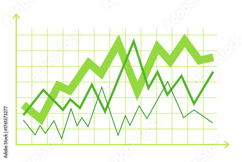 Vibrant infographic illustrating various trends in data over time. Lines indicating fluctuations and growth in metrics relevant to research or business performance