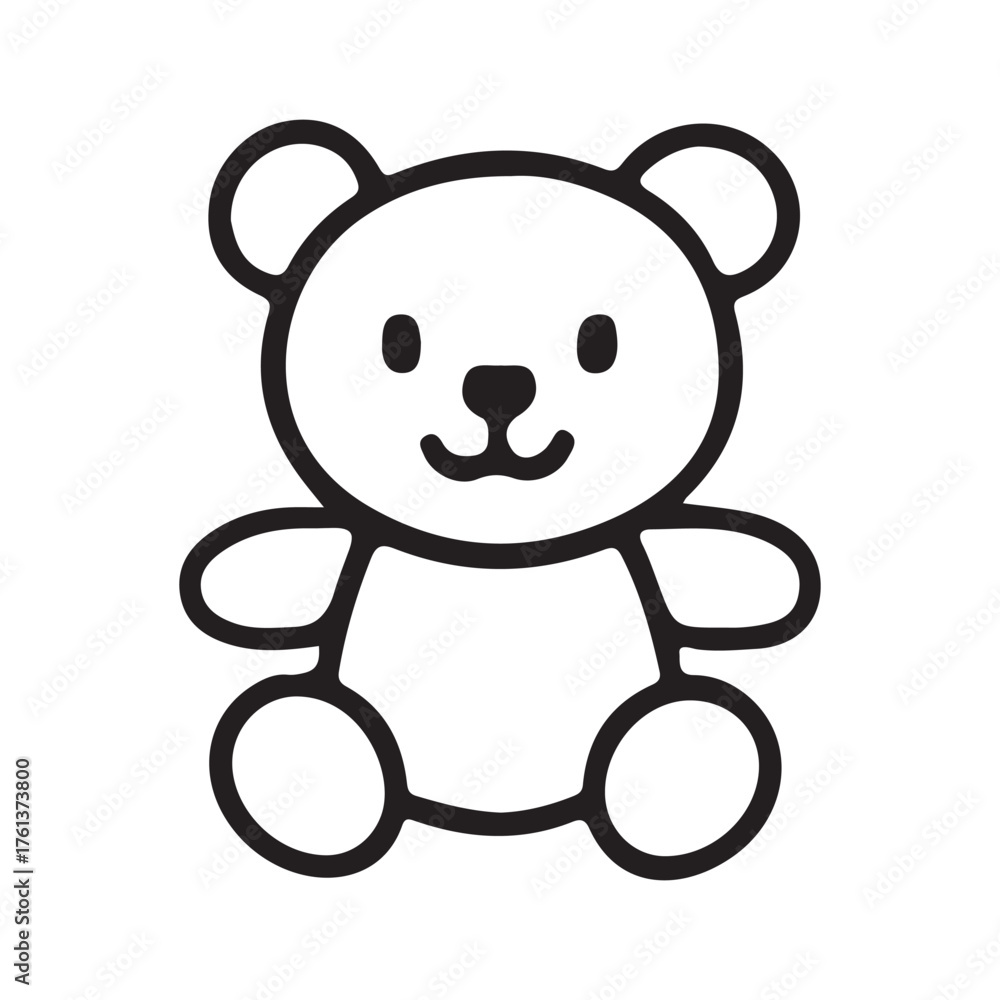 Fototapeta premium Cute Teddy Bear Outline Cartoon Illustration