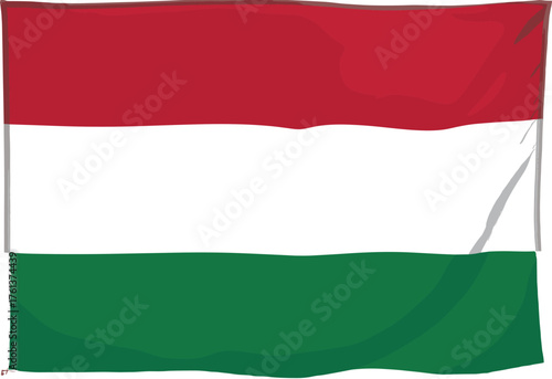National flag of Hungary with red white and green horizontal stripes, Hungarian patriotic banner symbol representing culture pride and independence
