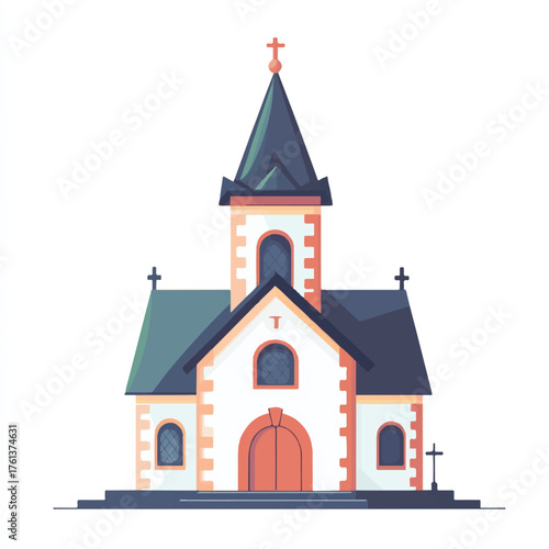 Elegant church building with a cross on top and a beautiful design