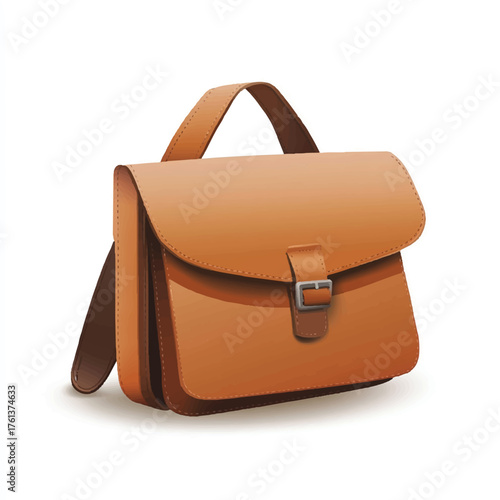 Elegant brown leather bag with handle and buckle for carrying items