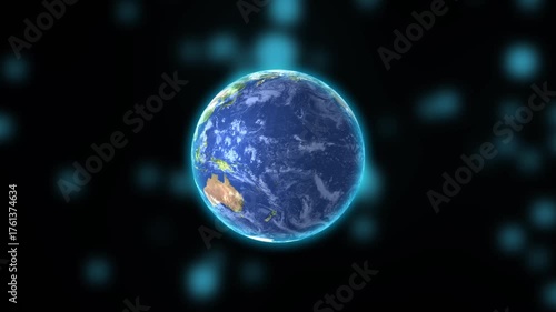 Earth Globe rotation isolated on black background. slowly rotating earth 360, with alpha, view of the northern hemisphere.