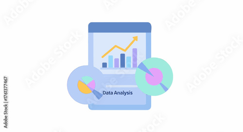 AI Technology Flat Icon Minimal Vector Illustration of Data Analysis 