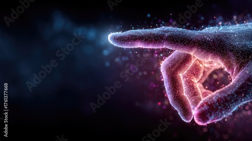 Digital Hand Touching Virtual Interface in Cyberspace