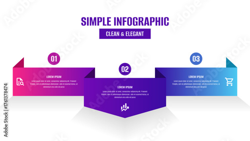 Simple and modern infographics options banner. Three options infographic. Three items infographic. 3 steps infographic. Modern infographic banner template.