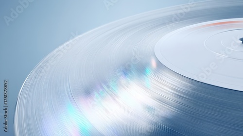 White record rests on a vibrant blue background single white record displayed against solid blue