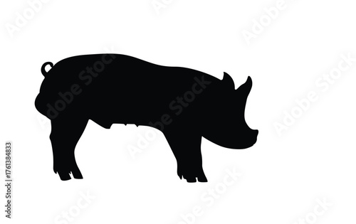 Male pig silhouette, pig vector illustration, pig outline, isolated on white background.