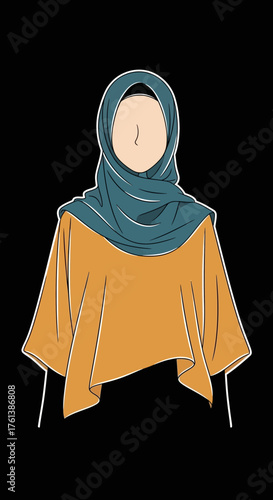 Woman Wearing Hijab and Orange Top.