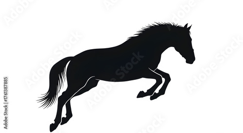 Black silhouette of a galloping horse isolated on transparent background