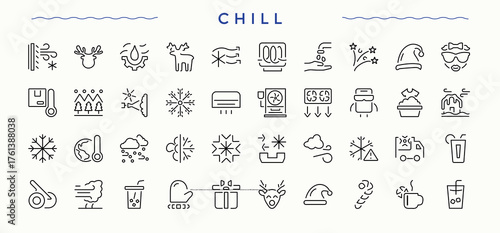 Chill icon pack. Contains such icons as celebrate, entertainment, enfun, enjoy and more. Entertainment icon set. Minimalist linear icons. Editable vector.