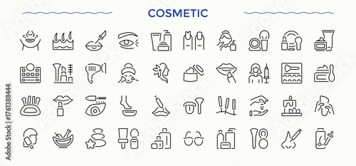 Cosmetics icon set. Cosmetics Product modern thin line style icons. Modern icons collection. Beauty modern icon set. Editable stroke.