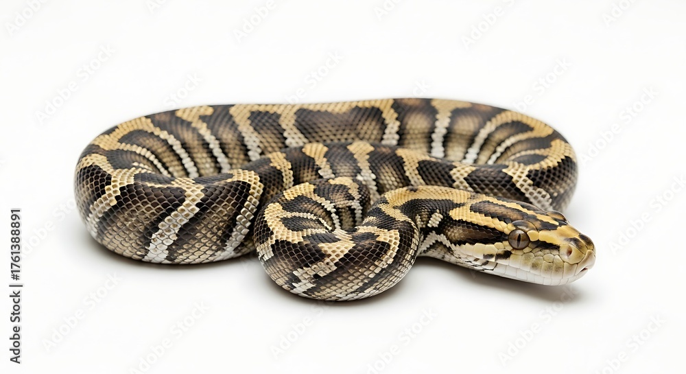 Obraz premium Ball Python Snake Coiled Isolated on White Background.