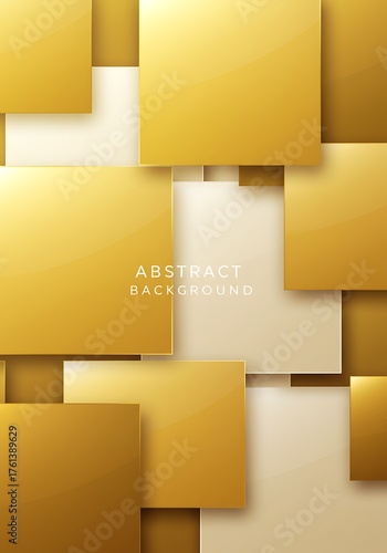 Abstract Golden Squares Background with Shadows.
