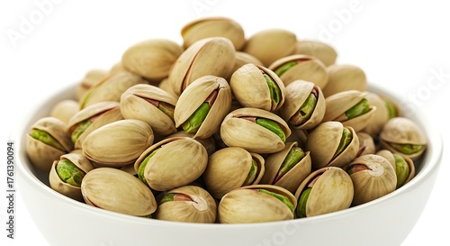 Wallpaper Mural Bowl full of pistachios isolated on white background close-up, delicious snack for healthy lifestyle Torontodigital.ca