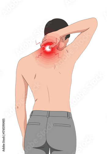 Vector illustration of person with neck pain