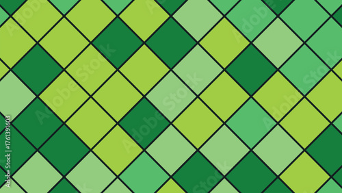 Abstract green diamond pattern background with dark line geometric shapes