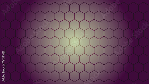 Abstract honeycomb structure with a gradient of purple and light green