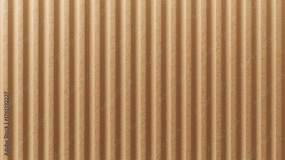 Obraz premium A realistic corrugated cardboard texture background with vertical flutes and soft brown tone